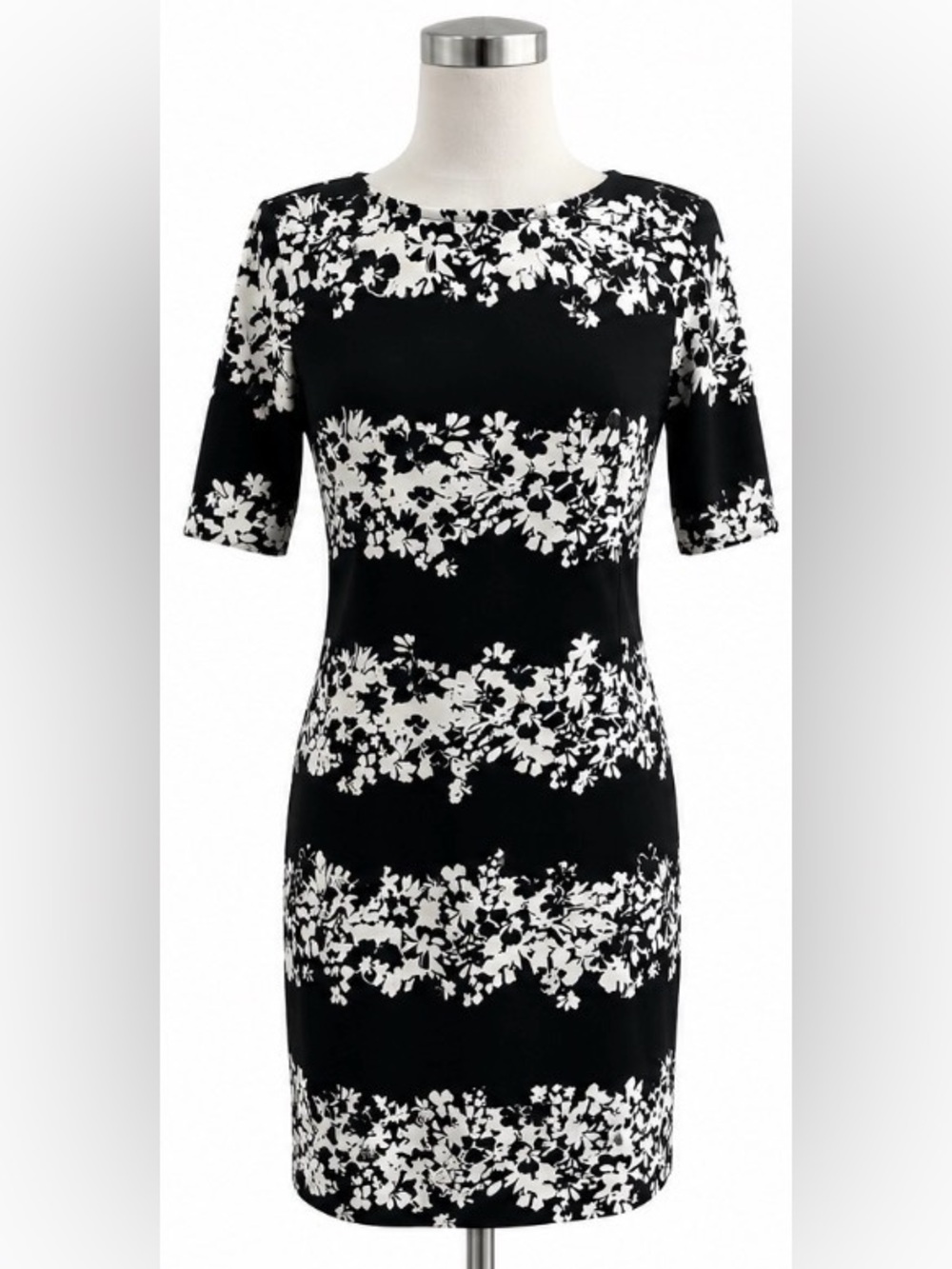 Banana Republic Black & White Floral Sheath Dress Size 6